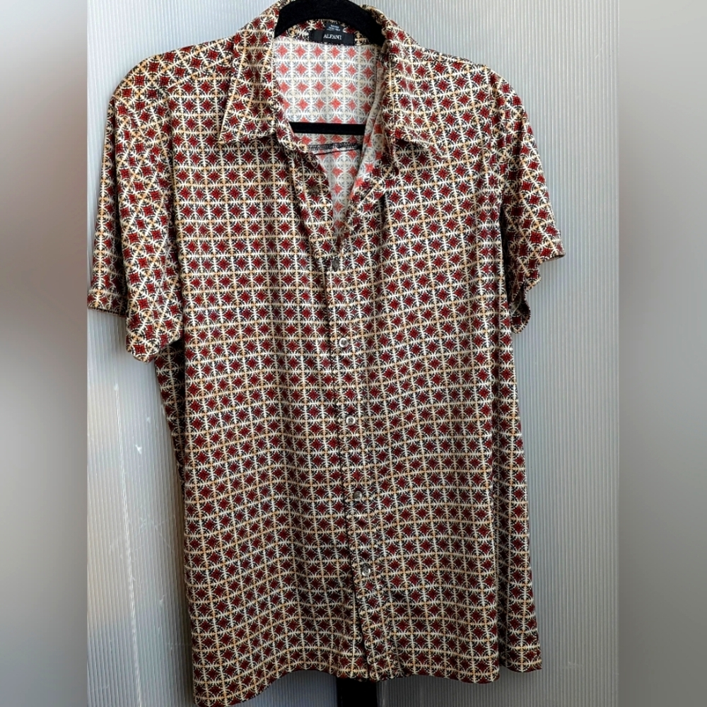 Alfani Silky S/S Bowler Shirt Mens Size L